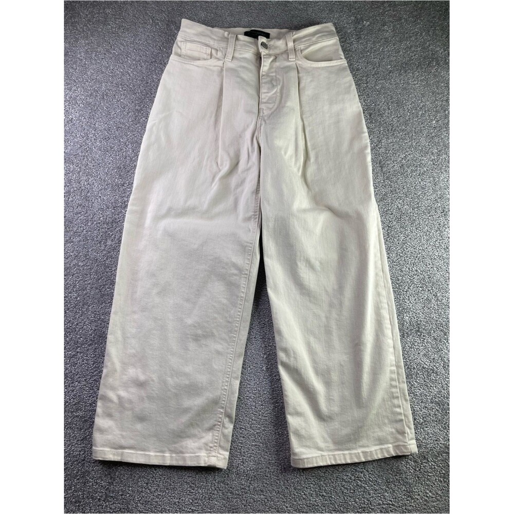 Banana Republic Jeans Women’s 25/0 Ivory Wide Leg Crop High Rise Stretch Pleated